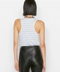 Frame-denim Women Striped Ringer Tank -- Chambray Blue Multi