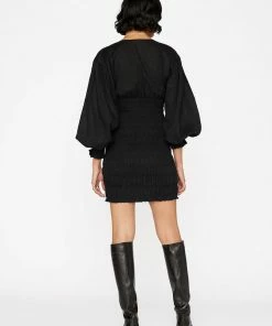 Budget 👍 Frame-denim 👩 Women V-Neck Smocked 👗 Dress -- Noir 🎉 11 Frame-denim Women V-Neck Smocked Dress -- Noir