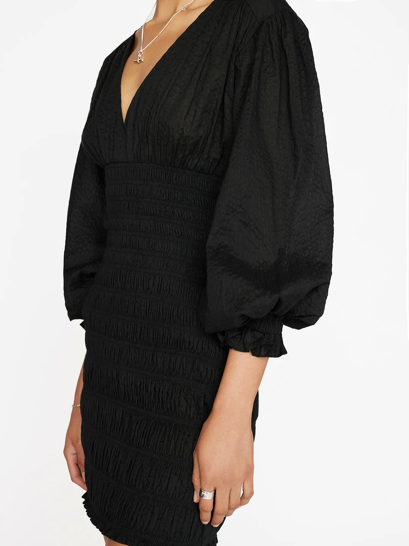 Budget 👍 Frame-denim 👩 Women V-Neck Smocked 👗 Dress -- Noir 🎉 4 Frame-denim Women V-Neck Smocked Dress -- Noir