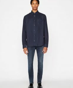 Frame-denim Men One-Pocket Brushed Flannel -- Navy