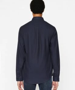 Frame-denim Men One-Pocket Brushed Flannel -- Navy