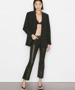 Frame-denim Leather Le Crop Mini Boot -- Washed Black Women