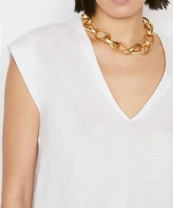 Frame-denim Women Le High Rise V Neck Tee -- Blanc