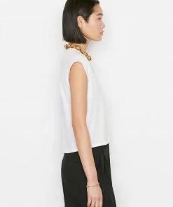 Frame-denim Women Le High Rise V Neck Tee -- Blanc