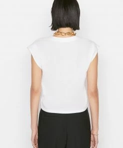 Frame-denim Women Le High Rise V Neck Tee -- Blanc