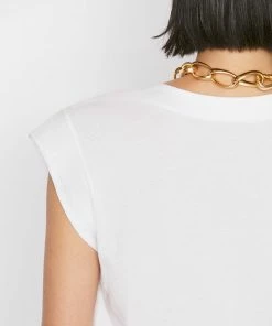 Frame-denim Women Le High Rise V Neck Tee -- Blanc