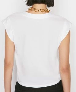 Frame-denim Women Le High Rise V Neck Tee -- Blanc