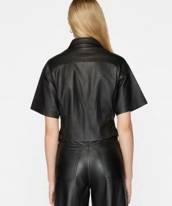 Frame-denim Women Leather Safari Shirt -- Noir