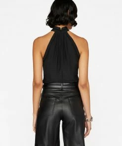 Frame-denim Lace Inset Sleeveless Top -- Noir