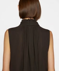 Frame-denim Women Sleeveless Bow Blouse -- Americano