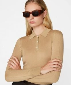 Frame-denim Refined Polo Sweater -- Taupe Women