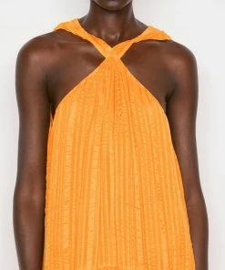 Frame-denim Draped Halter Maxi Dress -- Kumquat