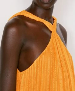Frame-denim Draped Halter Maxi Dress -- Kumquat