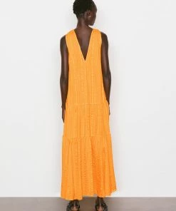Frame-denim Draped Halter Maxi Dress -- Kumquat