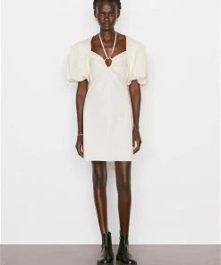 Frame-denim Tie Neck Dress -- Flax