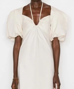 Frame-denim Tie Neck Dress -- Flax