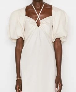 Frame-denim Tie Neck Dress -- Flax