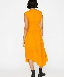 Frame-denim Women Gathered Seam Dress -- Kumquat