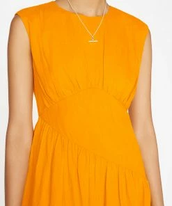 Frame-denim Women Gathered Seam Dress -- Kumquat