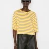 Frame-denim Striped Boxy Crop Tee -- Kumquat Multi