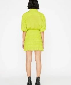 Frame-denim Smocked Shirt Dress -- Flash Lime Women
