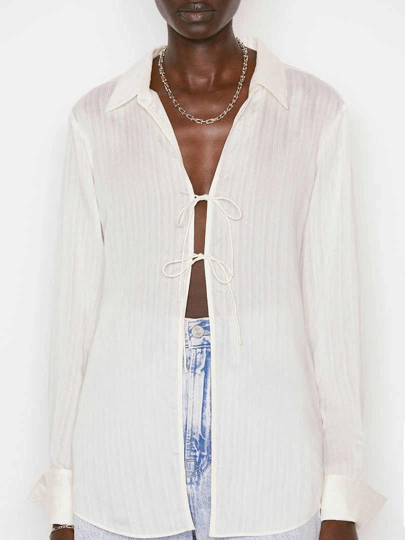 Cheapest β¨ Frame-denim Delicate Tie Front Top -- Bone π 3 Frame-denim Delicate Tie Front Top -- Bone