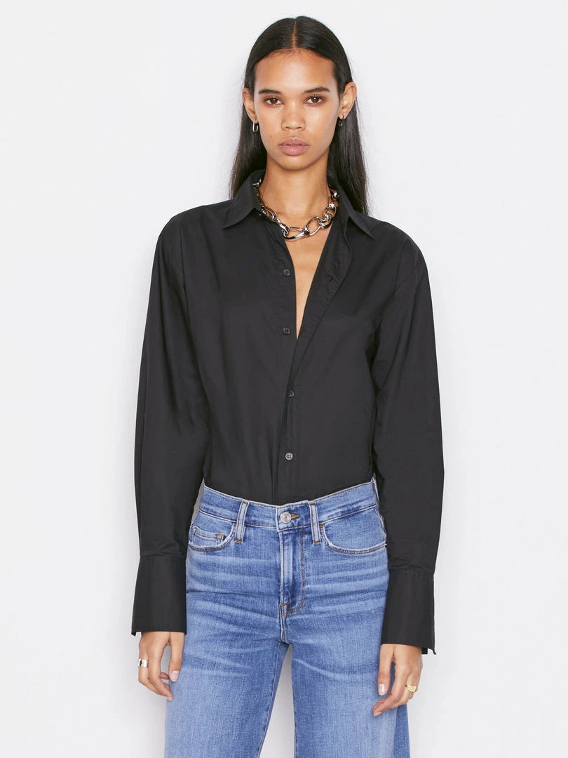 Outlet ๐ Frame-denim ๐ฉ Women Ilona Oversized ๐ Shirt -- Noir ๐ 1 Frame-denim Women Ilona Oversized Shirt -- Noir