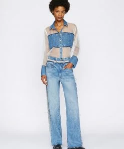 Frame-denim Atelier Sheer Insert Jean -- Azul Women