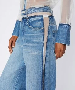 Frame-denim Atelier Sheer Insert Jean -- Azul Women