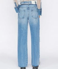 Frame-denim Atelier Sheer Insert Jean -- Azul Women