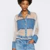 Frame-denim Atelier Sheer Insert Shirt -- Azul Women