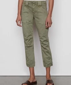Frame-denim Women Banded Bottom Trapunto Moto Pant -- Washed Aloe