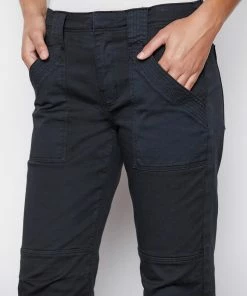 Frame-denim Banded Bottom Trapunto Moto Pant -- Washed Black