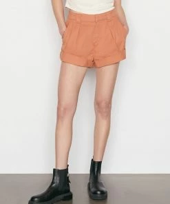 Frame-denim Women Fluid Twill Rolled Short -- Terracotta