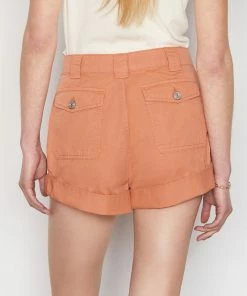 Frame-denim Women Fluid Twill Rolled Short -- Terracotta