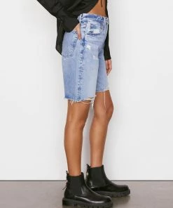 Frame-denim High Rise Bermuda -- Baines Rips Women