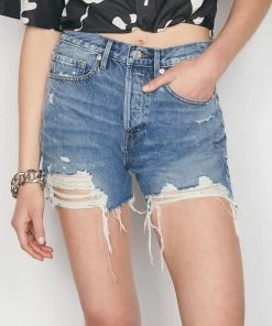 Frame-denim High Rise Vintage Short -- Northville Rips Women