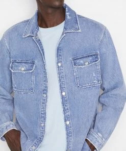 Frame-denim Men Denim Shirt Jacket -- Indigo Shred