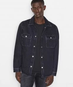 Frame-denim Denim Shirt Jacket -- Washed Noir Shred