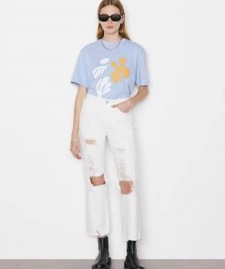 Frame-denim Women Le Jane Crop Mini Slit -- Rumpled Blanc Destruct