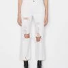 Frame-denim Women Le Jane Crop Mini Slit -- Rumpled Blanc Destruct