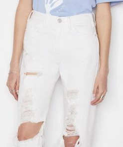 Frame-denim Women Le Jane Crop Mini Slit -- Rumpled Blanc Destruct