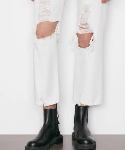 Frame-denim Women Le Jane Crop Mini Slit -- Rumpled Blanc Destruct