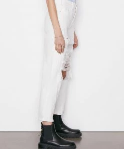 Frame-denim Women Le Jane Crop Mini Slit -- Rumpled Blanc Destruct