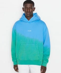 Frame-denim Frame Tiedye Hoodie Sweatshirt -- Le Blue / Pop Green