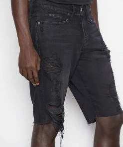 Frame-denim L'Homme Relaxed Short -- Black Tornado Destruct