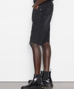 Frame-denim L'Homme Relaxed Short -- Black Tornado Destruct