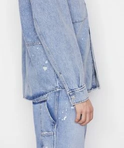 Frame-denim Men Oversized Denim Shirt -- Blue Washed