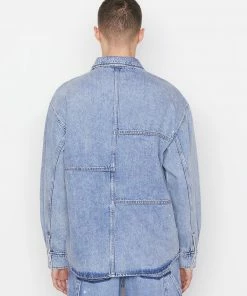 Frame-denim Men Oversized Denim Shirt -- Blue Washed