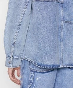 Frame-denim Men Oversized Denim Shirt -- Blue Washed